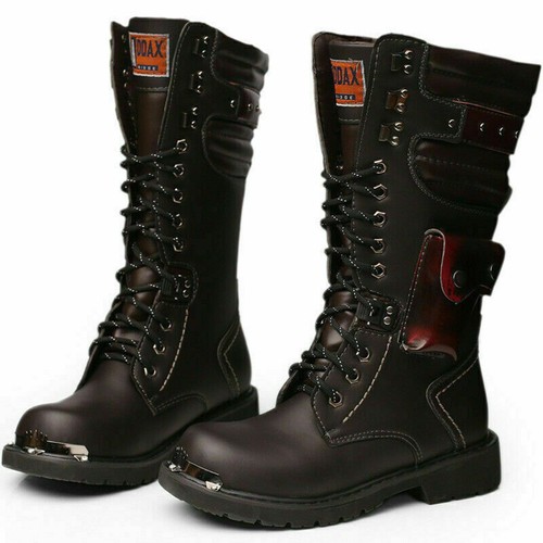 Mens lace biker boots - up,