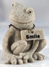 Fountasia Frog Figurine with Sign that says Smile in Original Box