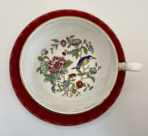 Aynsley red cup saucer - aynsley,