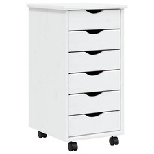 Rolling Cabinet with Drawers Mobile File Cabinet Solid Wood Pine MOSS vidaXL