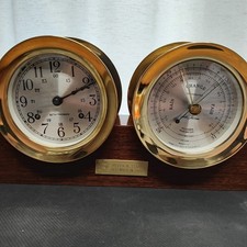 Seth Thomas Brass Ships Clock And Barometer Corsair 1550 & 1050A Wind Up Clock 