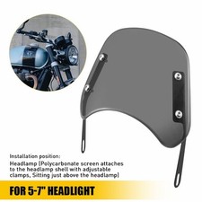 Motorcycle Windshield Front Flyscreen Universal Windscreen w/Mount Bracket 5"-7"