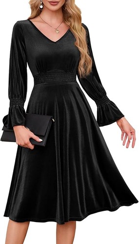 Women velvet midi dress - women's,