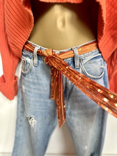Sequin belt orange - sequin, embellished