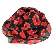 Forever Poppy Red and Black Multi Coloured Pure Silk Scarf