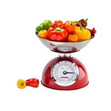 Traditional Kitchen Scales 5kg Capacity - Large Bowl with Pouring Lip Red