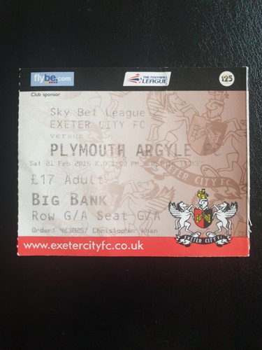 League ticket stub exeter - 2,