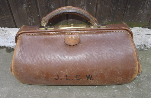 Vintage leather gladstone bag - leather,