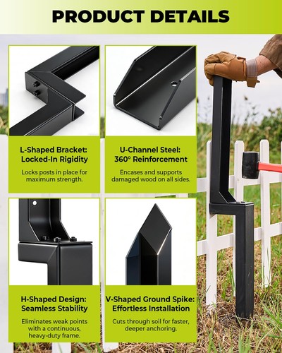 Fence post repair 2pcs - fence,