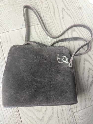 Dark brown suede crossbody bag