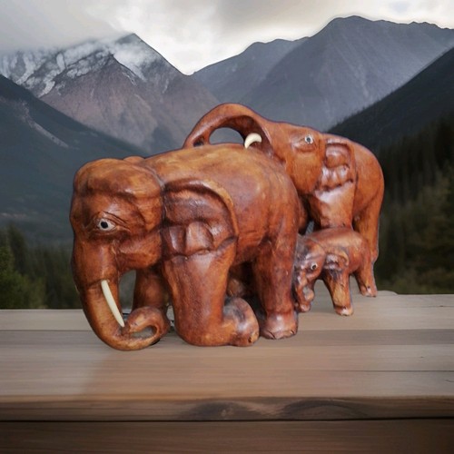 Hand carved wooden triple - carved,