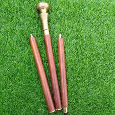Nautical Antique Carved Brass Compass Head Wooden Walking Stick Cane Office Gift