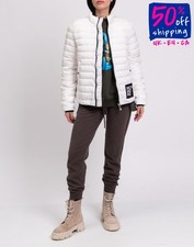 RRP €212 JOHN RICHMOND Quilted Jacket IT46 US10 UK14 XL White Stand-Up Collar