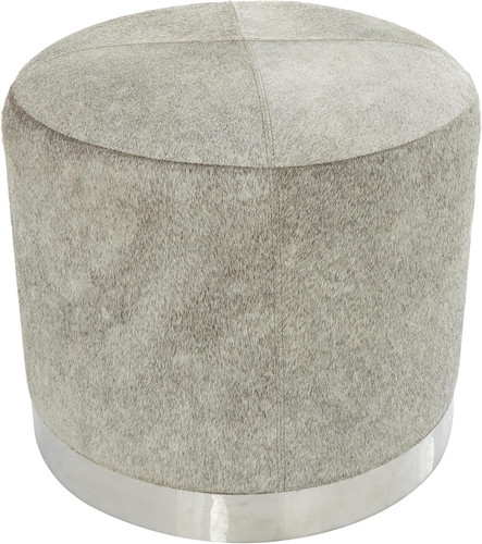 Gray leather patchwork ottoman - gray,