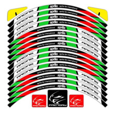 Aprilia Racing Motorcycle Wheel Rim Sticker Decals Set 17" White Green Red