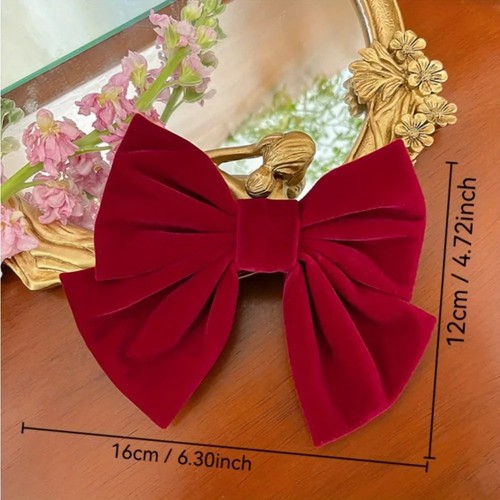 Big bow hair clip velvet - big, red