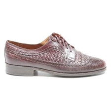 BALLY Mens Leather Burgundy Brogue Shoes UK 7.5 Classic Dress Formal Lace-Up