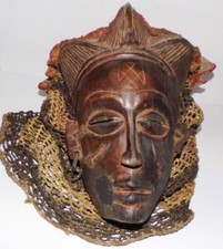 A Good Tribal Used African Female Mwana Pwo Dance Mask Chokwe Angola Congo
