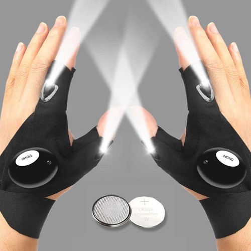 Led fingerless gloves with - led,