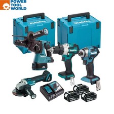 Makita DLX4195JX1 18v LXT Brushless 4 Piece Combo Tool Kit Inc 3x 5.0Ah Batte...