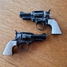Vintage Lone Star “Gambler” Mini Cap Gun Toy Revolver x2 Metal 60s