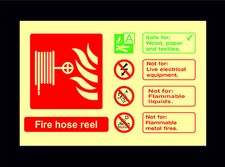 FIRE HOSE REEL Photoluminescent Fire Extinguisher Identification Sign 150x100 A6