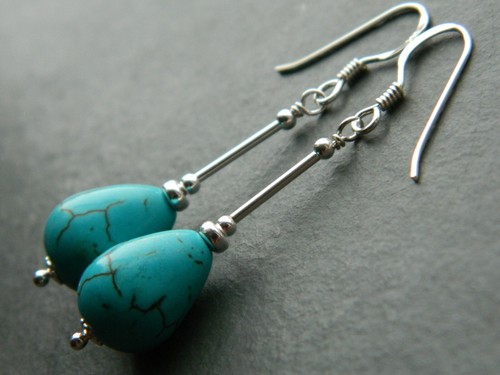 Turquoise gemstone teardrops - gemstone, &