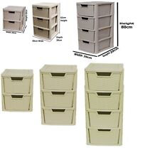 Large Plastic Rattan Drawer Storage Tower Unit - Ideal for Office, Home & School
