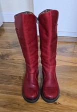 Fly London Mol 2 Ladies Knee Length Red Leather Boots 5