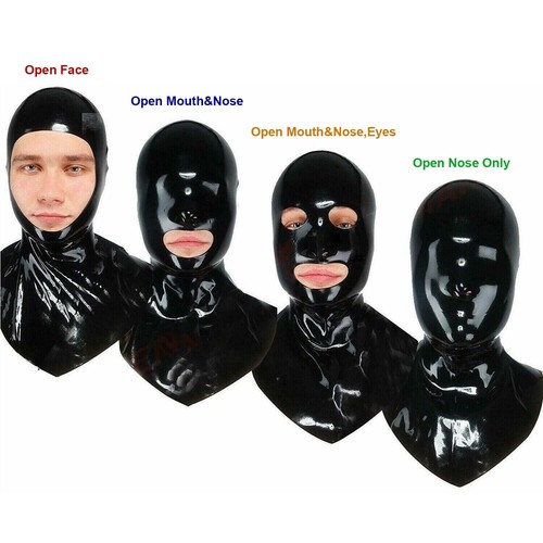 Black latex hood back zipper - latex,