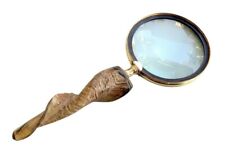 Antique Magnifying Glass Brass Magnifier Goat Horn Handle Reading Inspection