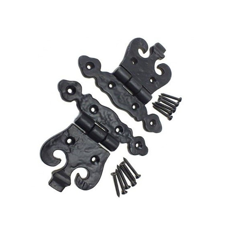 Black antique door hinges pair - door,