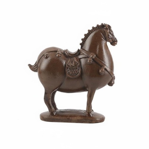 Vintage horse statue wood look - horse,