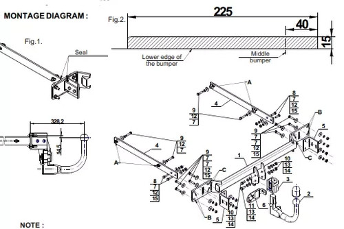 Detachable swan neck tow - neck, bar