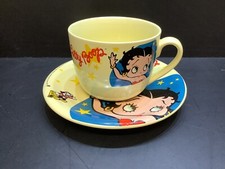 Betty Boop Large Cup And Saucer Mug Kitchen Homewares Yellow Waving Director New