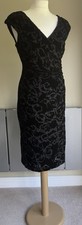 L.K. BENNETT Black Silk & Velvet Devore Occasion Dress UK 12 US 8 Cost £349.00