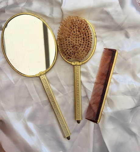 Vintage floral vanity set - floral, hand
