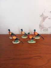Vintage Beswick Pottery Pheasants Figures , X5,Hand Painted England Hunting 