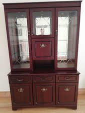 Two Piece Display Cabinet - Brown with glass doors