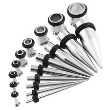 36Pcs Surgical Steel Ear Taper Kit Stretching Tapers Stretchers Piercing Plugs