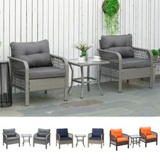 3 Pieces Patio Rattan Wicker Bistro Set Conversation Furniture Set