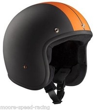 Bandit 'Jet' open face motorcycle helmet (matt black / orange). ECE approved