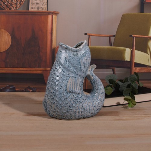 Ceramic fish gurgle jug vase - fish,