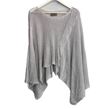 Zuza Bart Linen Top Womens XL Knit Flowy Poncho Lagenlook Art-to-Wear Beige Boho