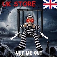 Animated Skull Ghost Hanging Halloween Decorations Prop Spooky Sound Red Eye