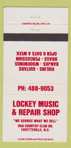 Matchbook cover lockey - matchbook, music