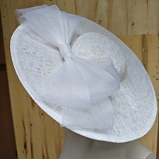 white large lace hatinator fascinator millinery headband wedding hat