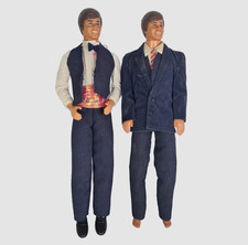 2x Vintage Barbie Ken Doll With Original Day To Night 1984 Outfits