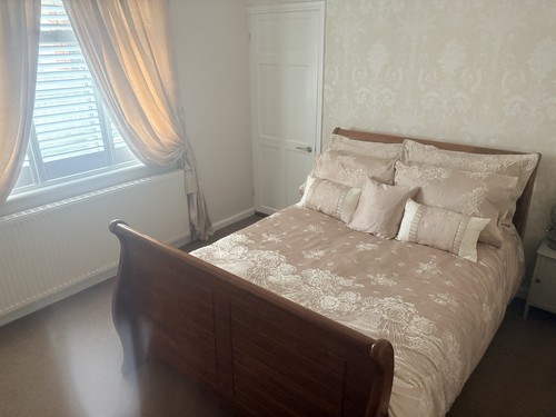 Wooden double sleigh bed - sleigh,