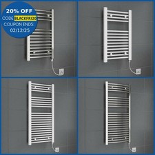 Chrome White Heated Towel Rail Radiator Straight Electric Bathroom Heating Rad